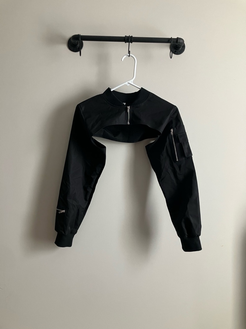 Black Cropped Bolero Bomber Jacket